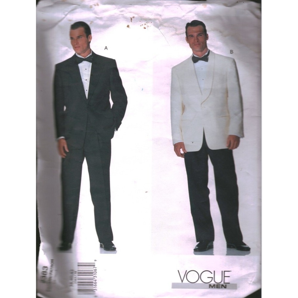 Vogue 2383 Mens Tuxedo Suit Jacket Pants Sewing Pattern Size 38 40 42 cut